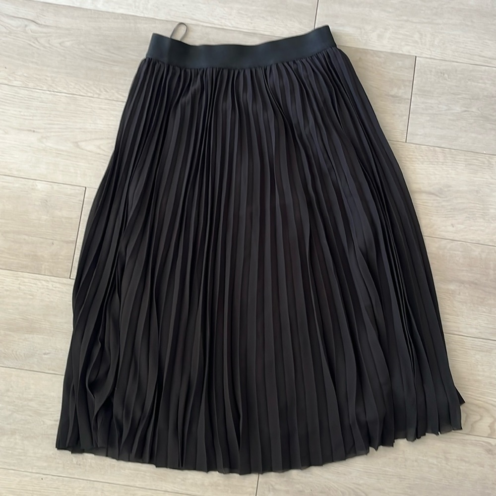 Medium black pleated skirt.